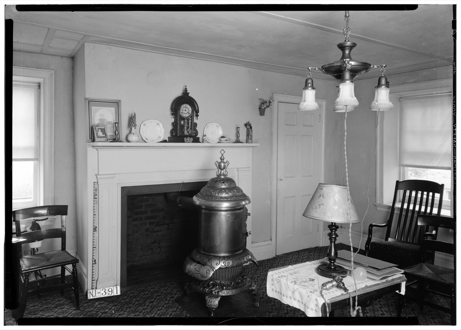 Mantel in the living room, John Branford House, 1937